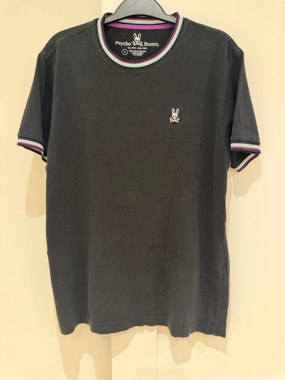 Psycho Bunny Men’s Black Crew Neck T-Shirt- size 5 (M)